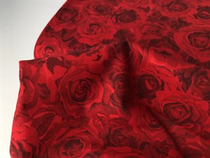 Patchwork stof - med smukke røde roser